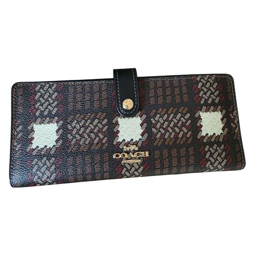 NWT Coach Slim Wallet with Brushed Plaid Print
